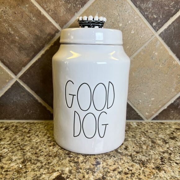 Rae Dunn Crown Large Good Dog Ceramic Treat Container Lidded Food Canister Lid - Picture 1 of 10